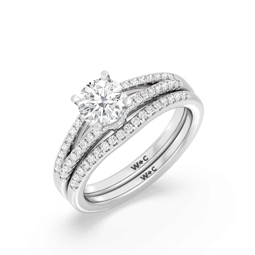 The Zoe Diamond Wedding Band with Platinum Cut Diamond in 14KT Platinum view 4
