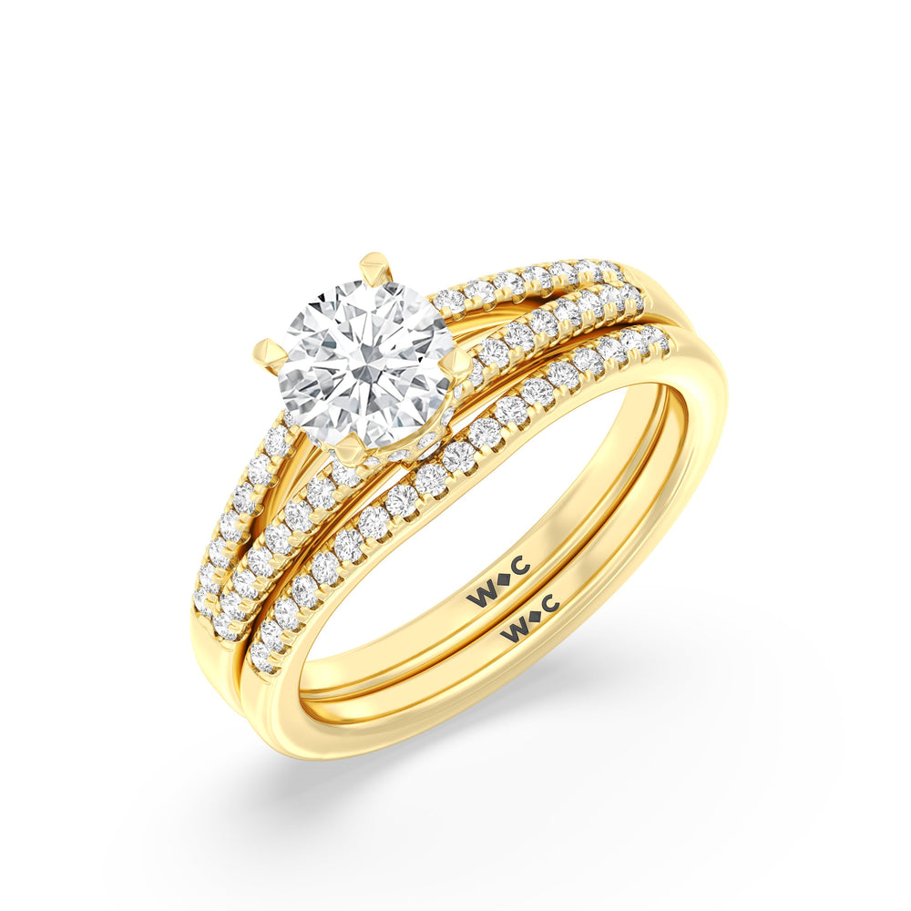 The Zoe Diamond Wedding Band with 18KT Yellow Gold Cut Diamond in 14KT Yellow Gold view 4
