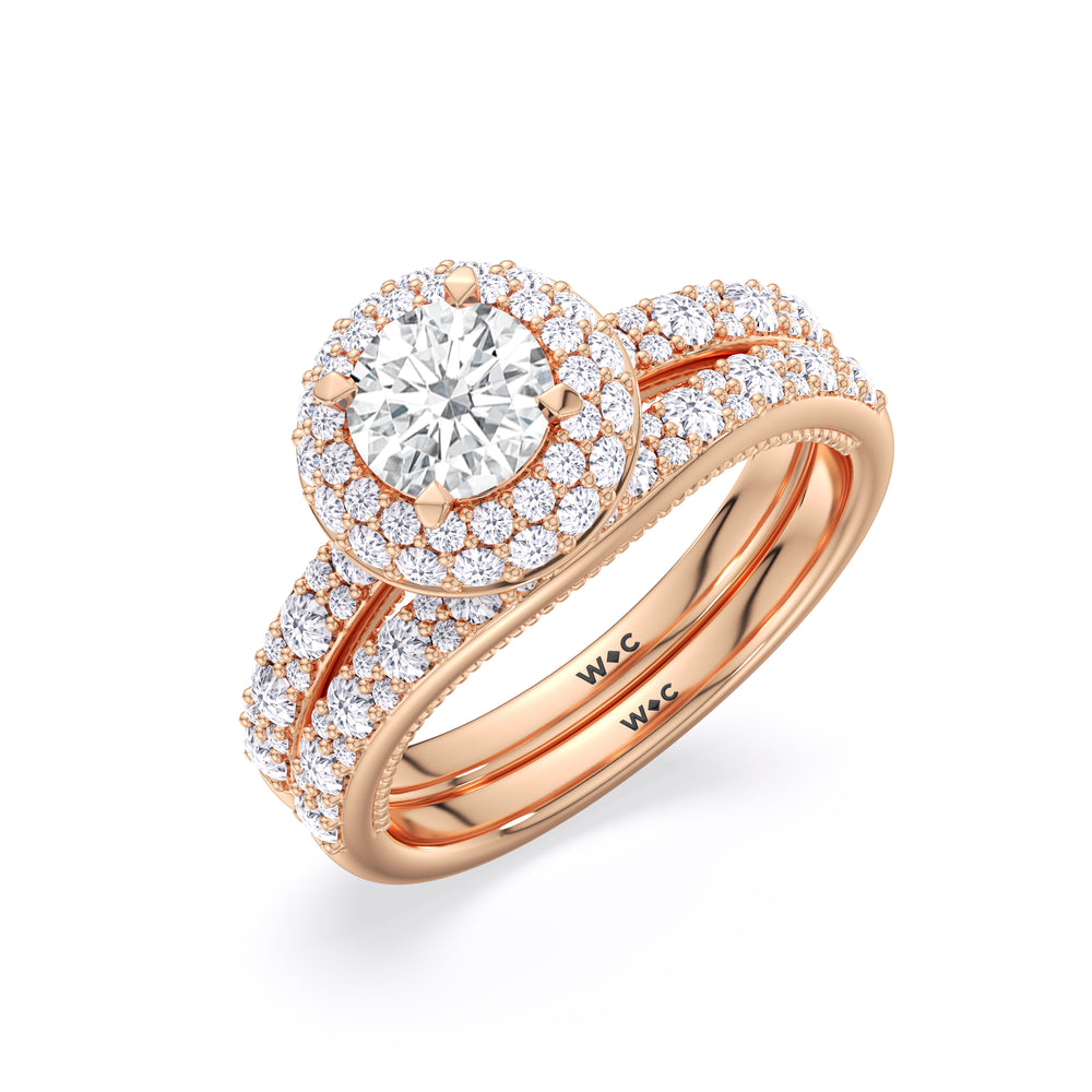 The Finley Diamond Wedding Band with 18KT Rose Gold Cut Diamond in 14KT Rose Gold view 4
