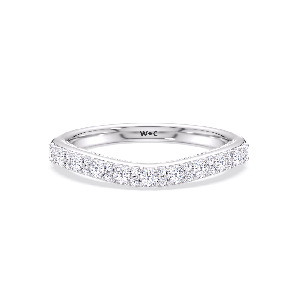 The Finley Diamond Wedding Band with Platinum Cut Diamond in 14KT Platinum view 1
