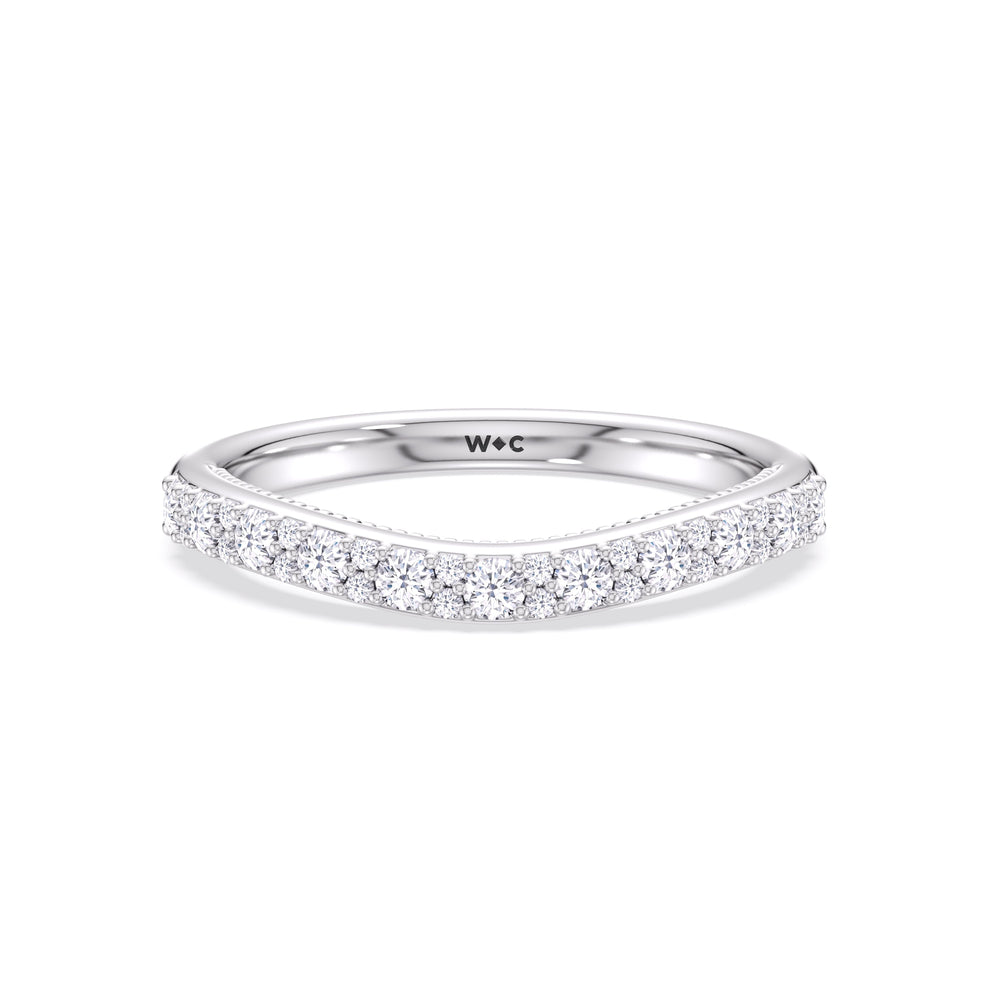 The Finley Diamond Wedding Band with Platinum Cut Diamond in 14KT Platinum view 1
