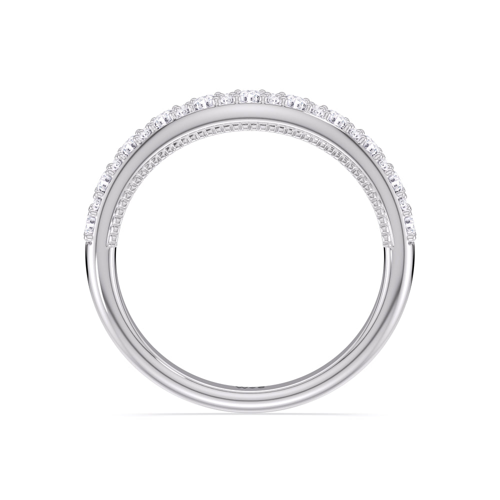 The Finley Diamond Wedding Band with Platinum Cut Diamond in 14KT Platinum view 2

