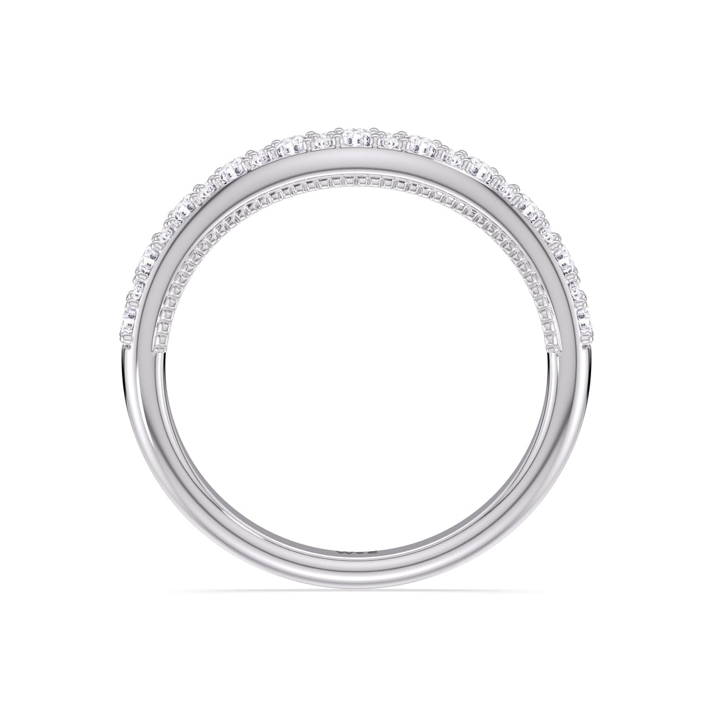 The Finley Diamond Wedding Band with Platinum Cut Diamond in 14KT Platinum view 2
