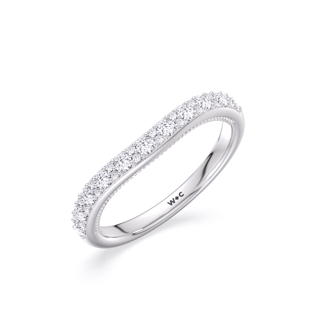 The Finley Diamond Wedding Band with Platinum Cut Diamond in 14KT Platinum view 3

