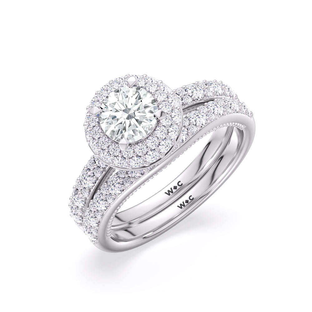 The Finley Diamond Wedding Band with Platinum Cut Diamond in 14KT Platinum view 4
