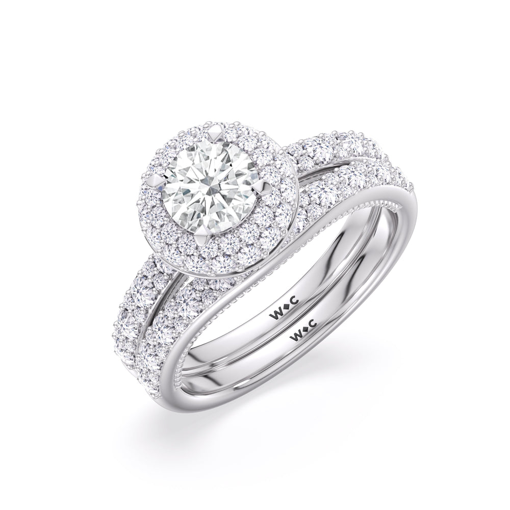 The Finley Diamond Wedding Band with Platinum Cut Diamond in 14KT Platinum view 4
