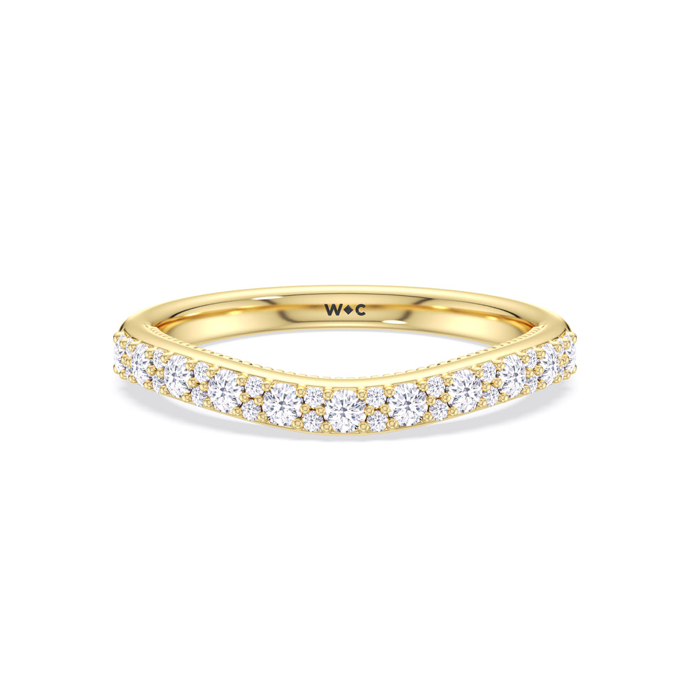 The Finley Diamond Wedding Band with 18KT Yellow Gold Cut Diamond in 14KT Yellow Gold view 1

