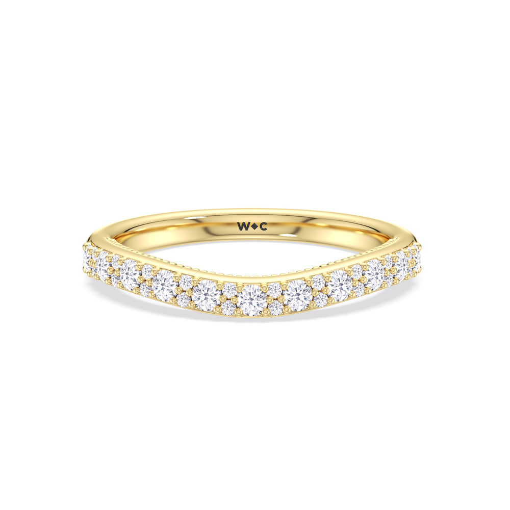 The Finley Diamond Wedding Band with 18KT Yellow Gold Cut Diamond in 14KT Yellow Gold view 1
