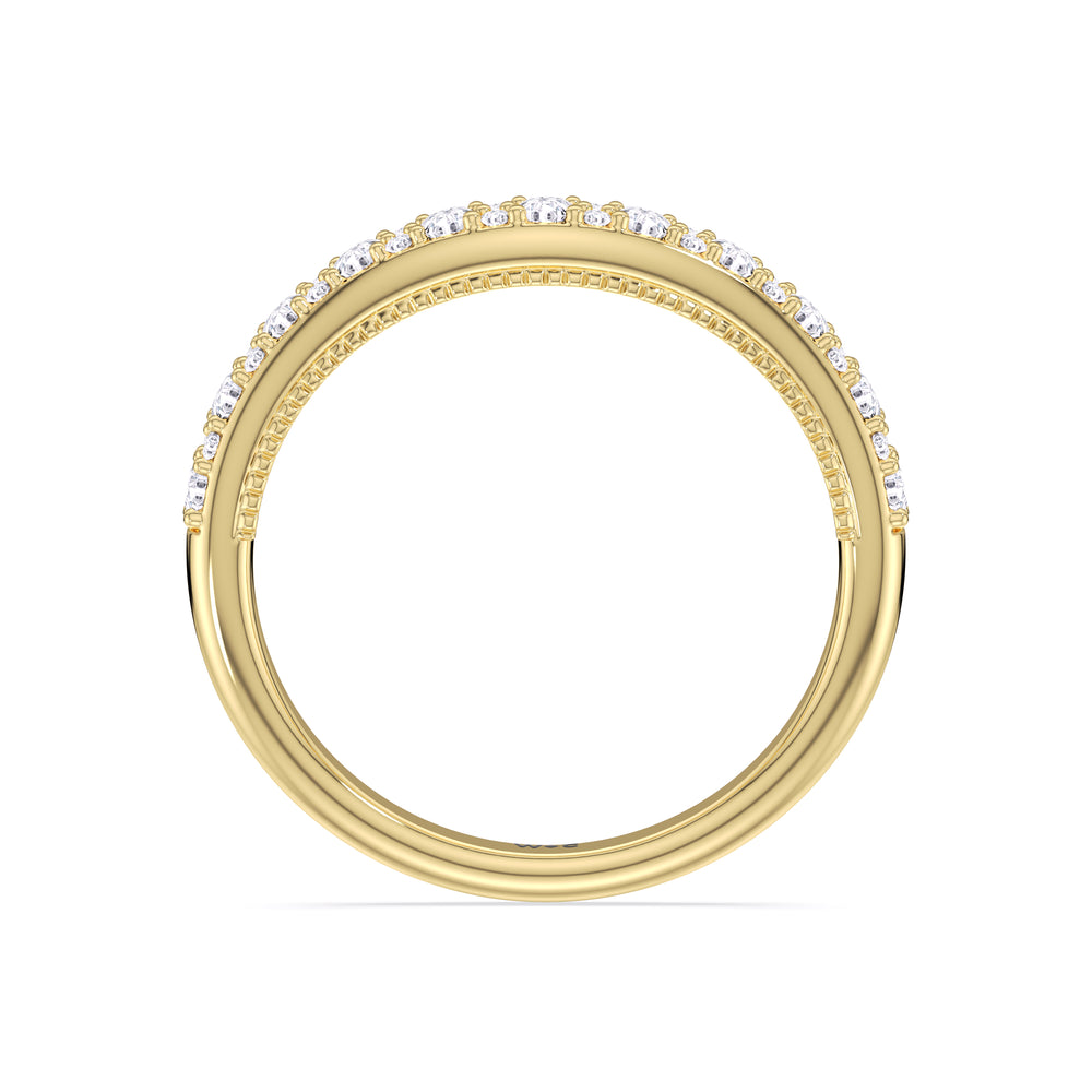 The Finley Diamond Wedding Band with 18KT Yellow Gold Cut Diamond in 14KT Yellow Gold view 2
