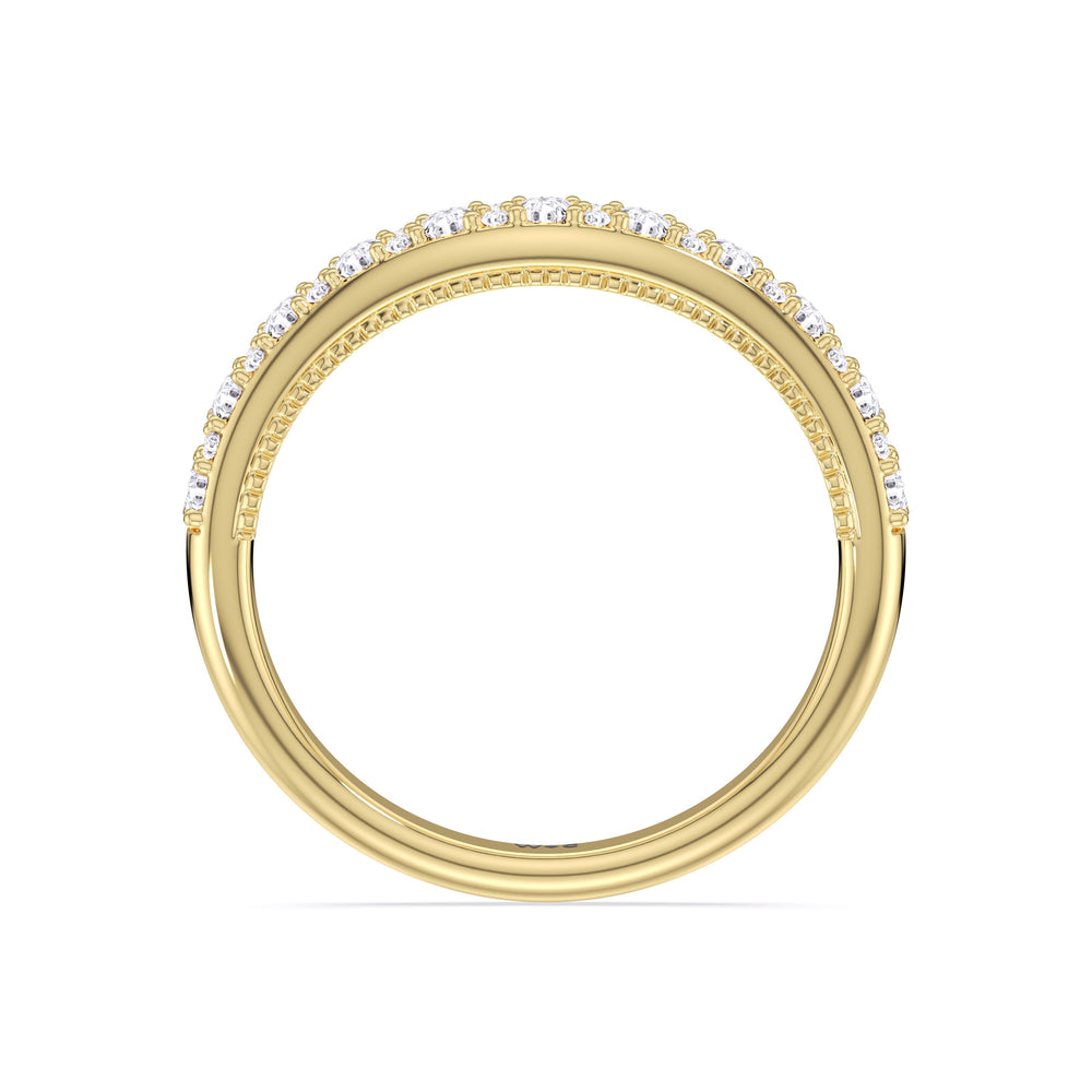 The Finley Diamond Wedding Band with 18KT Yellow Gold Cut Diamond in 14KT Yellow Gold view 2
