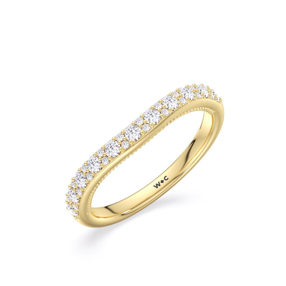 The Finley Diamond Wedding Band with 18KT Yellow Gold Cut Diamond in 14KT Yellow Gold view 3
