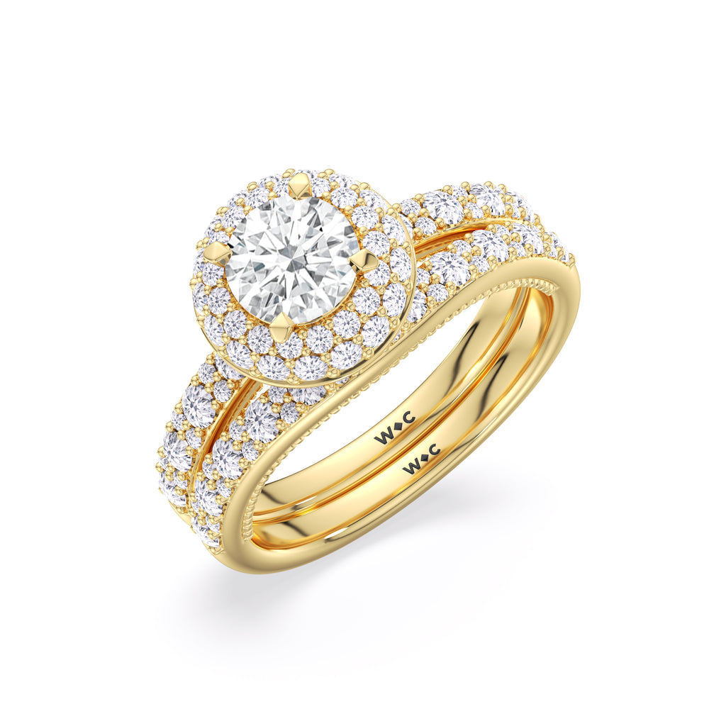 The Finley Diamond Wedding Band with 18KT Yellow Gold Cut Diamond in 14KT Yellow Gold view 4
