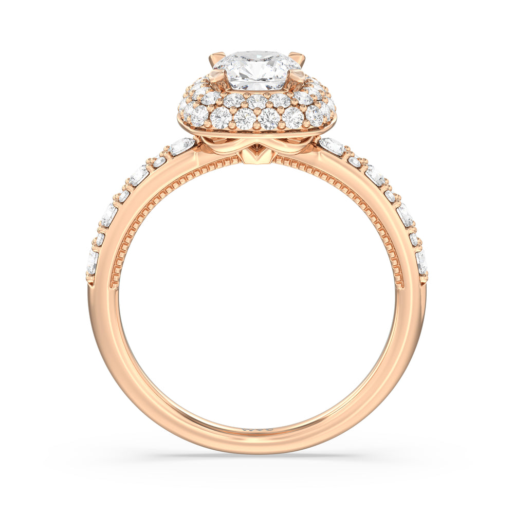 The Finley Engagement Ring with Cushion Cut Diamond in 14KT Rose Gold view 2
