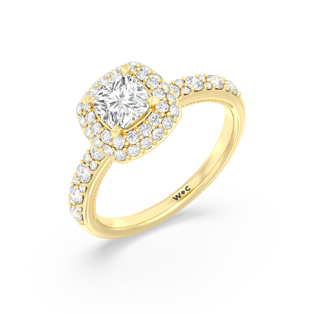 The Finley Engagement Ring with Cushion Cut Diamond in 14KT Yellow Gold view 3
