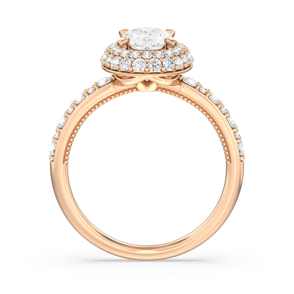 The Finley Engagement Ring with Oval Cut Diamond in 14KT Rose Gold view 2
