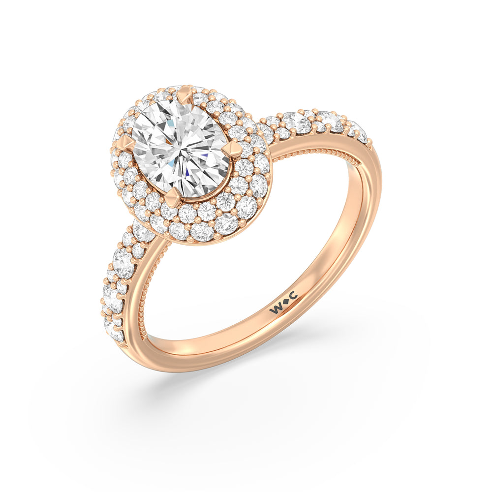 The Finley Engagement Ring with Oval Cut Diamond in 14KT Rose Gold view 3

