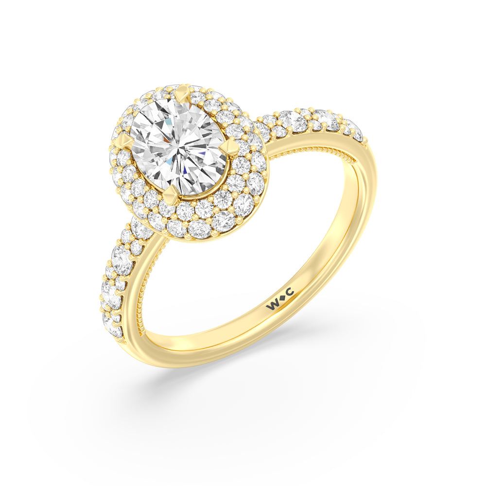 The Finley Engagement Ring with Oval Cut Diamond in 14KT Yellow Gold view 3
