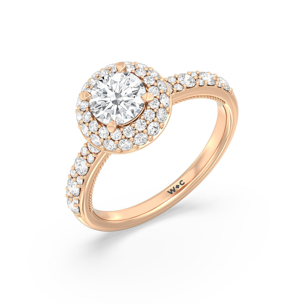 The Finley Engagement Ring with Round Cut Diamond in 14KT Rose Gold view 3
