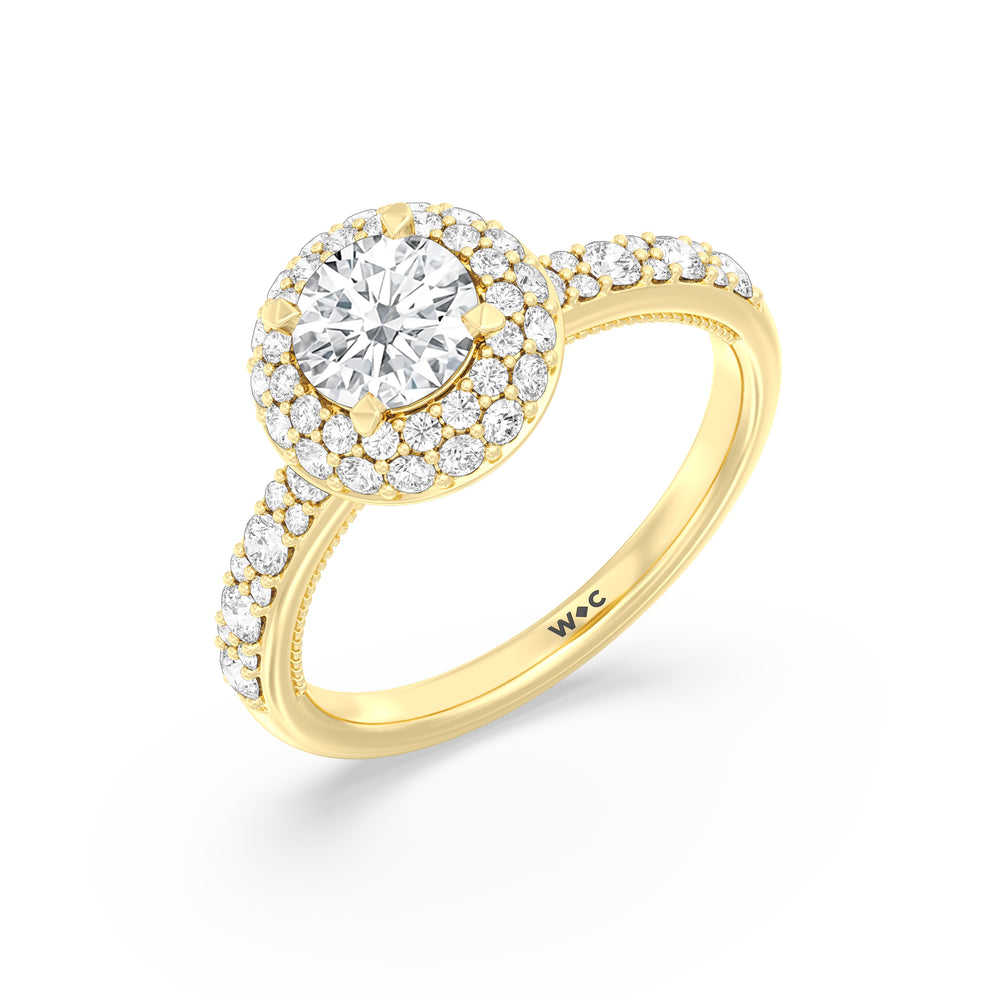 The Finley Engagement Ring with Round Cut Diamond in 14KT Yellow Gold view 3
