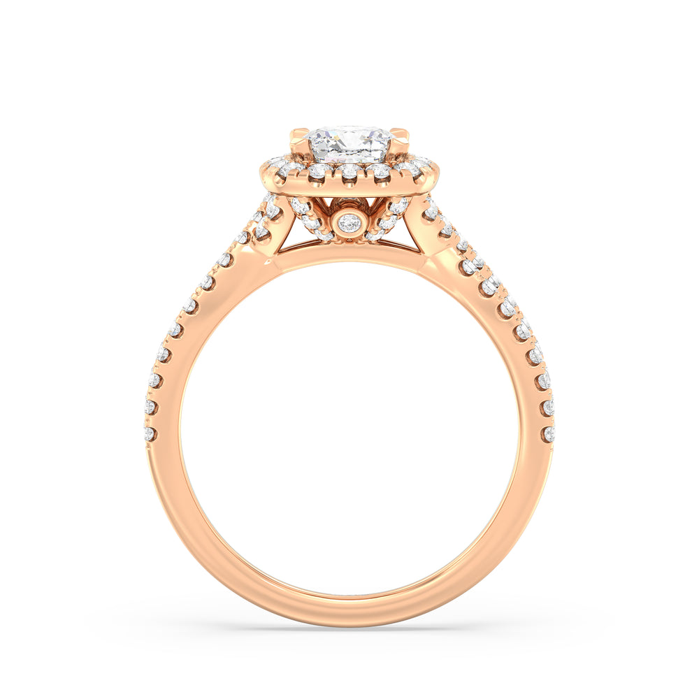 The Donna Engagement Ring with Cushion Cut Diamond in 14KT Rose Gold view 2
