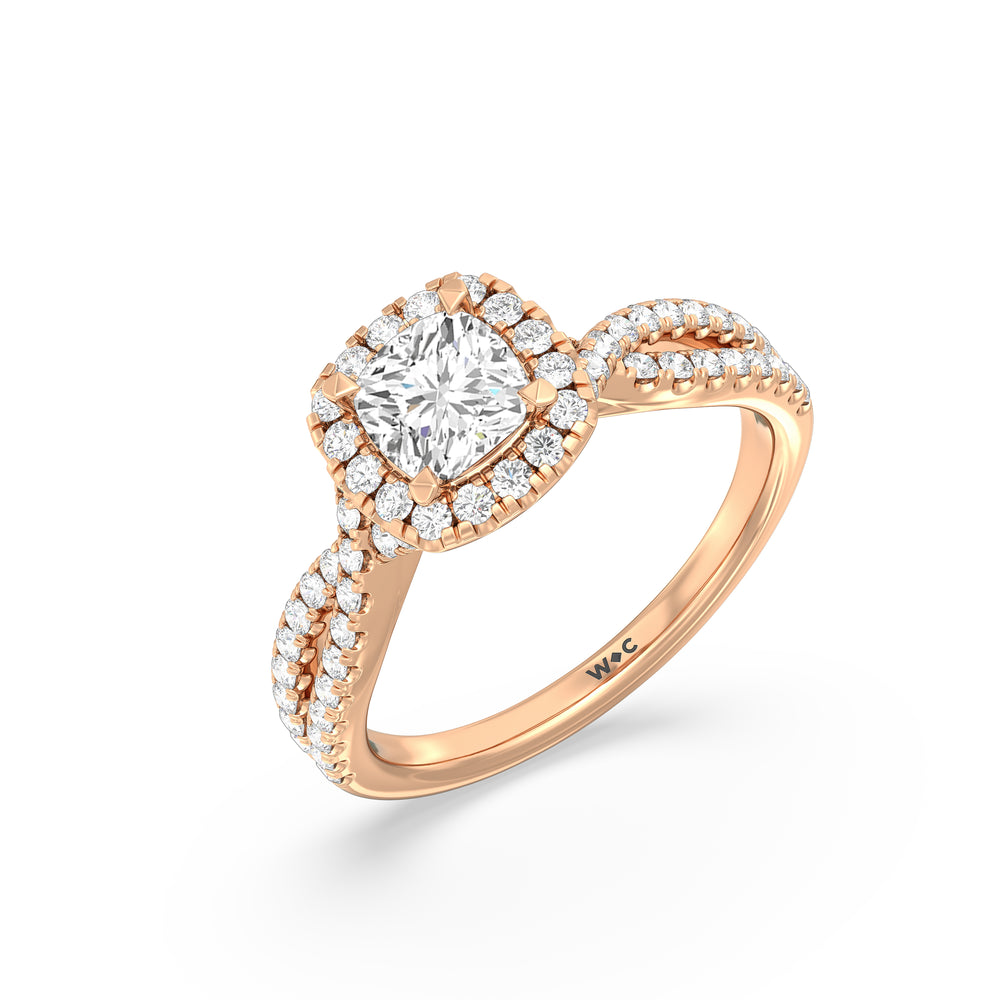 The Donna Engagement Ring with Cushion Cut Diamond in 14KT Rose Gold view 3
