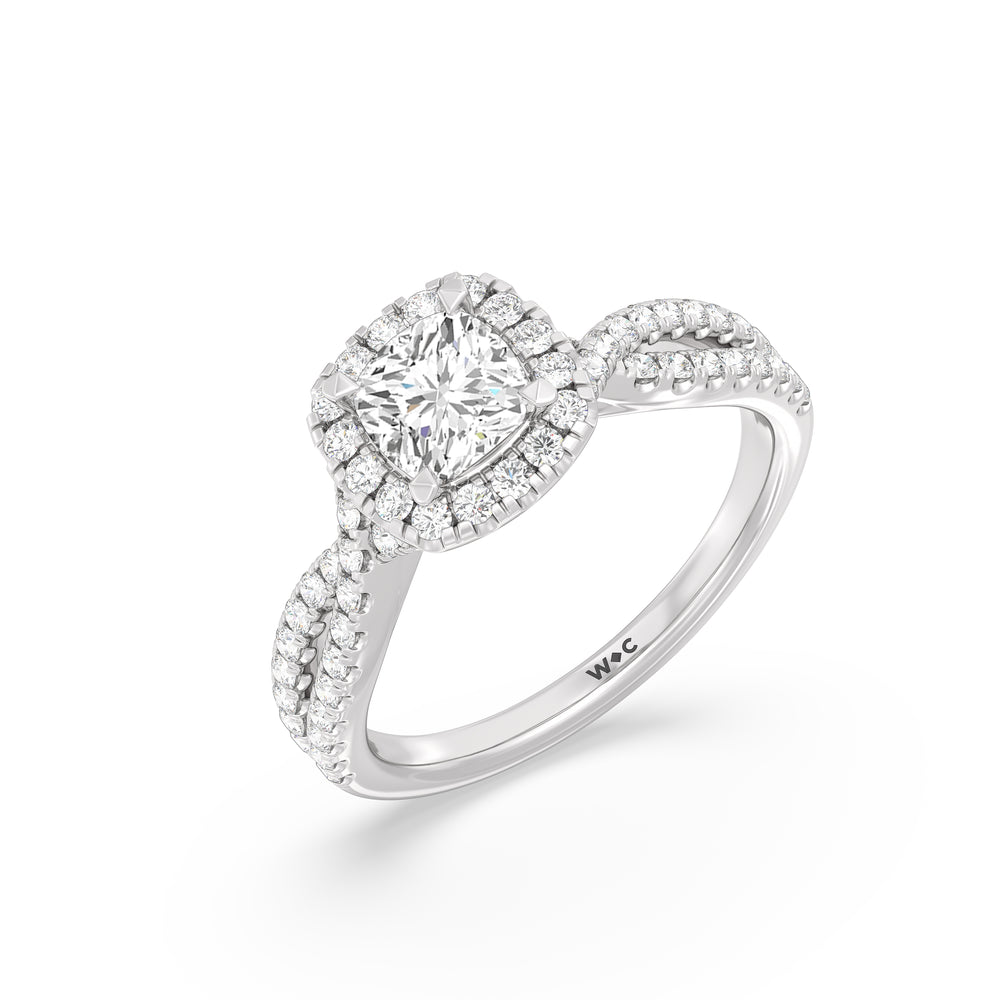 The Donna Engagement Ring with Cushion Cut Diamond in 14KT Platinum view 3

