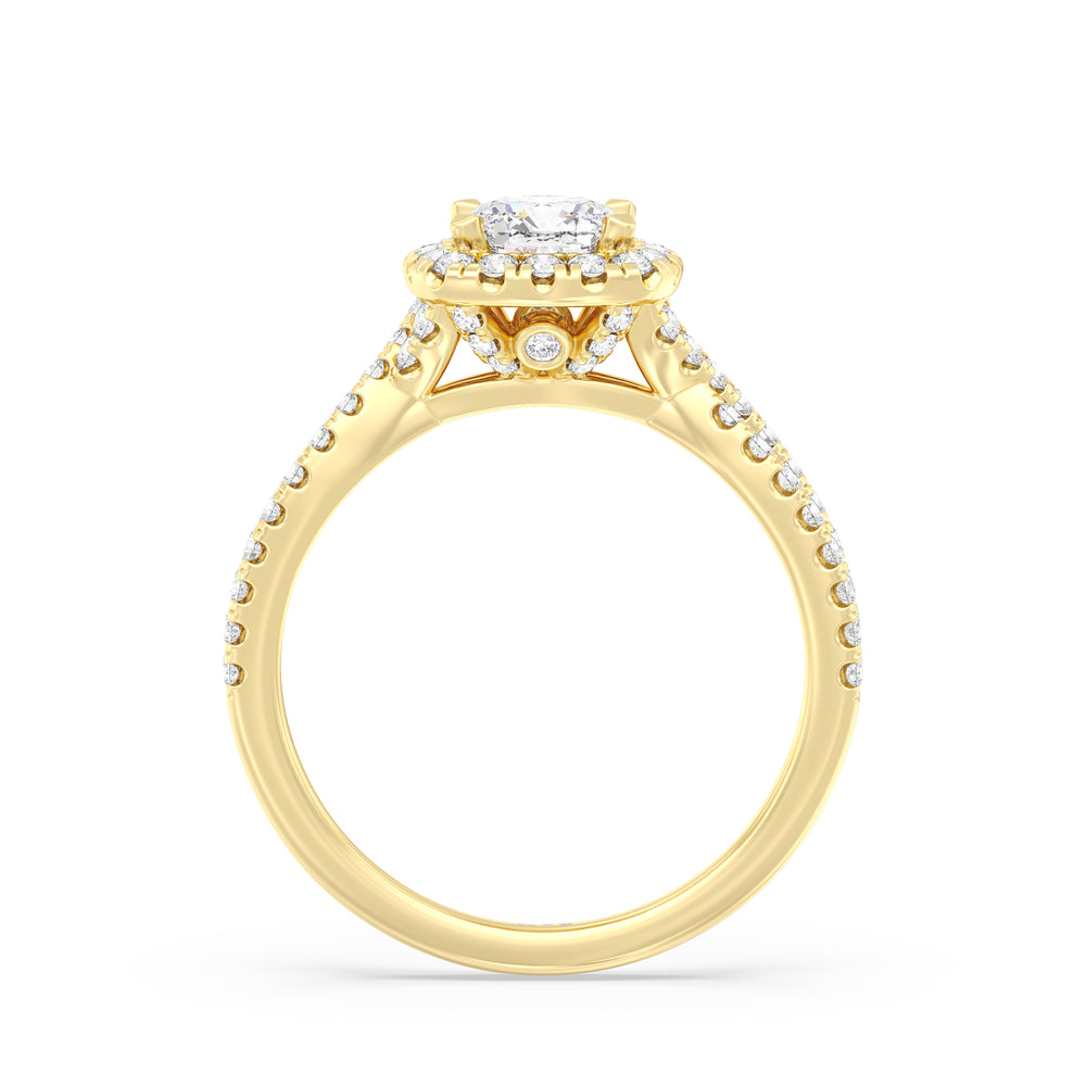 The Donna Engagement Ring with Cushion Cut Diamond in 14KT Yellow Gold view 2
