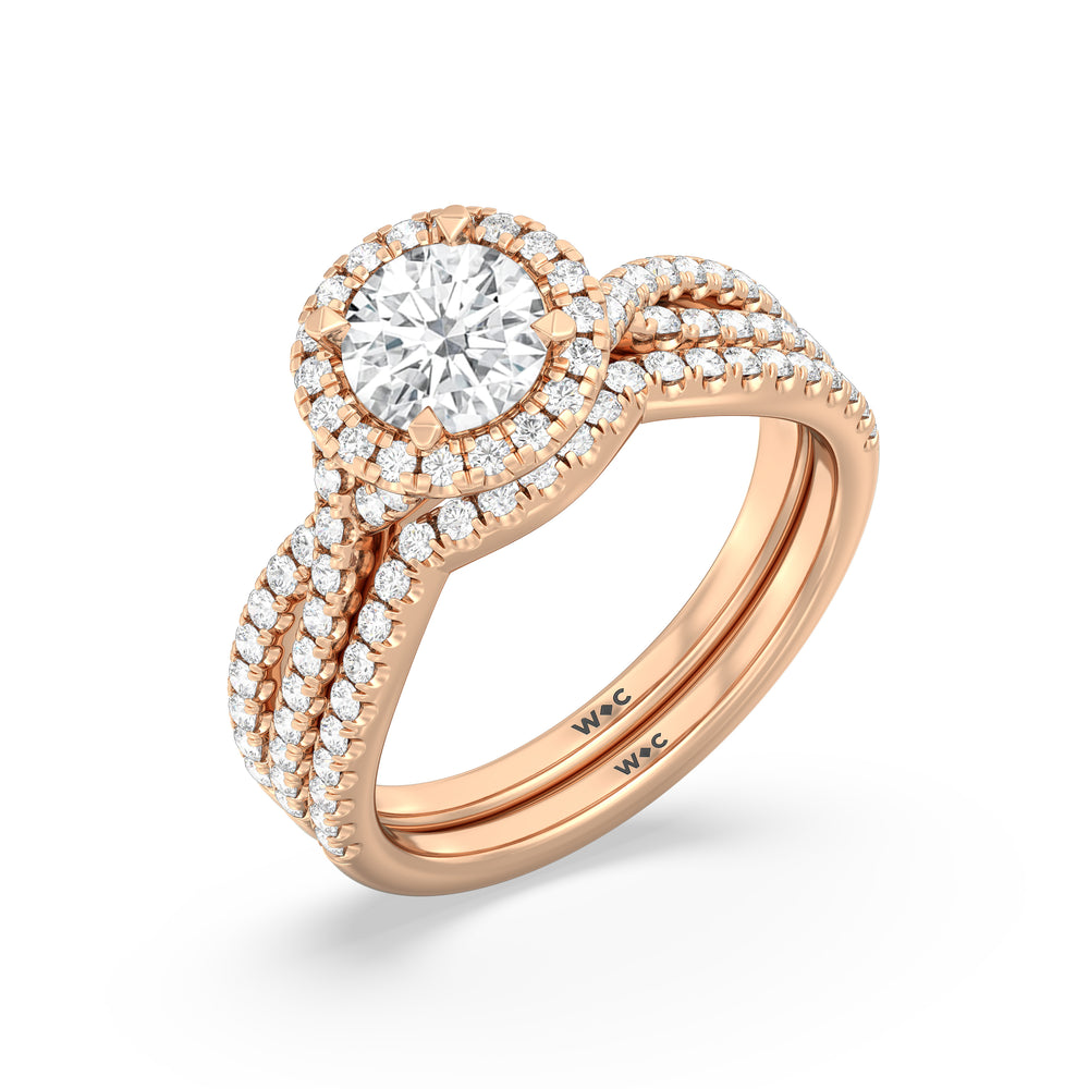 The Donna Diamond Wedding Band with 18KT Rose Gold Cut Diamond in 14KT Rose Gold view 4
