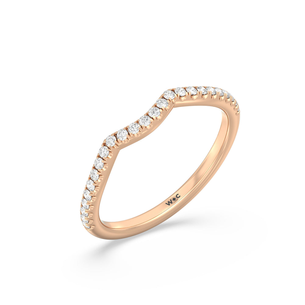 The Donna Diamond Wedding Band with 18KT Rose Gold Cut Diamond in 14KT Rose Gold view 3
