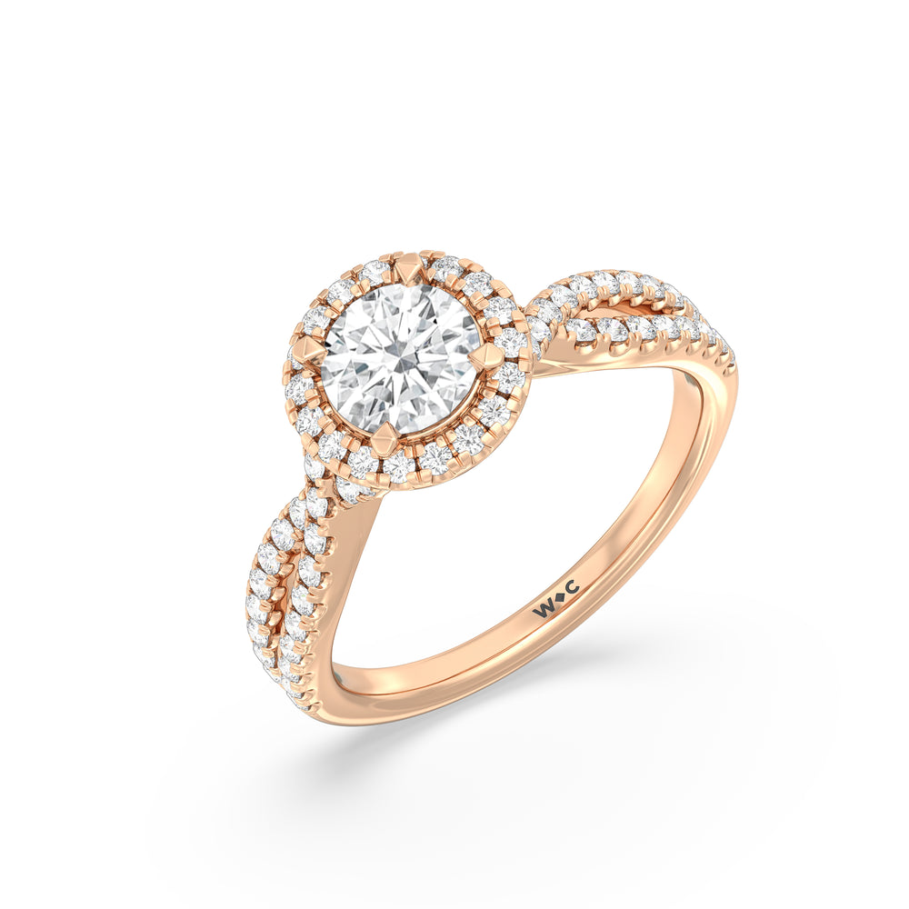 The Donna Engagement Ring with Round Cut Diamond in 14KT Rose Gold view 3
