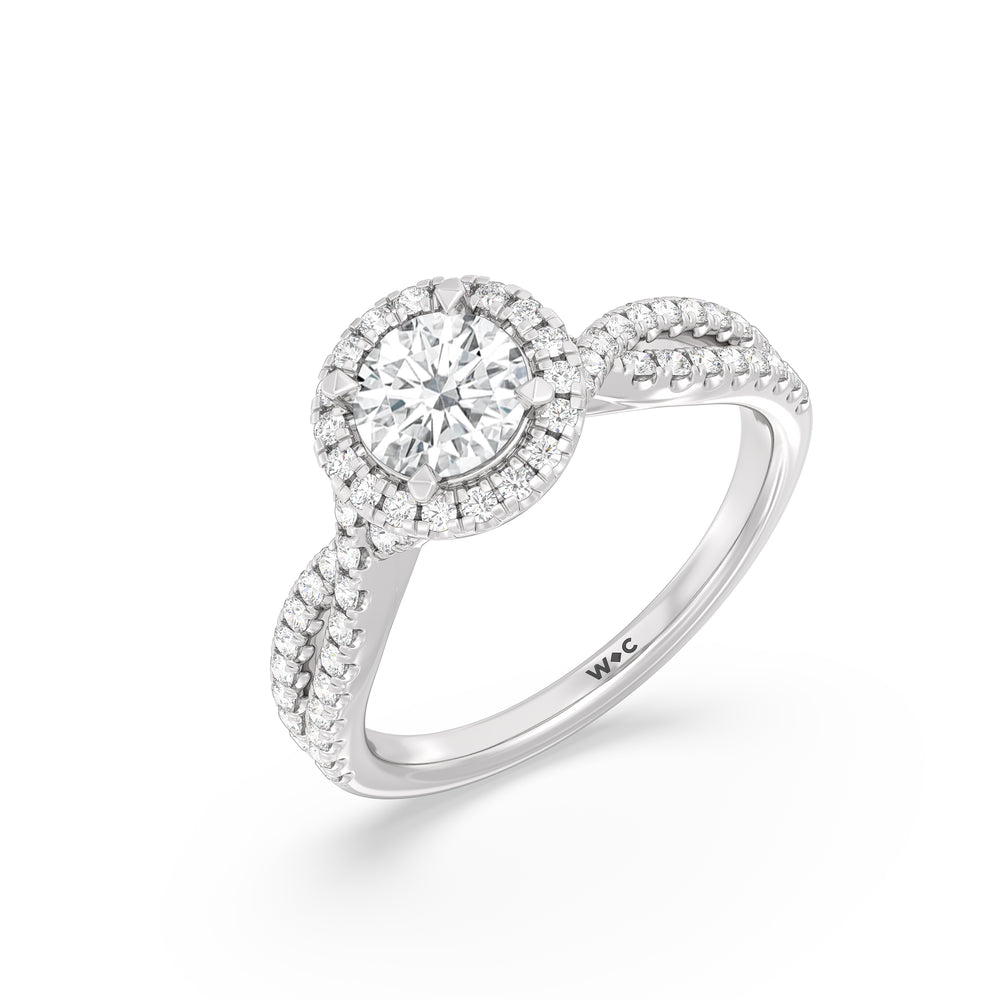 The Donna Engagement Ring with Round Cut Diamond in 14KT Platinum view 3
