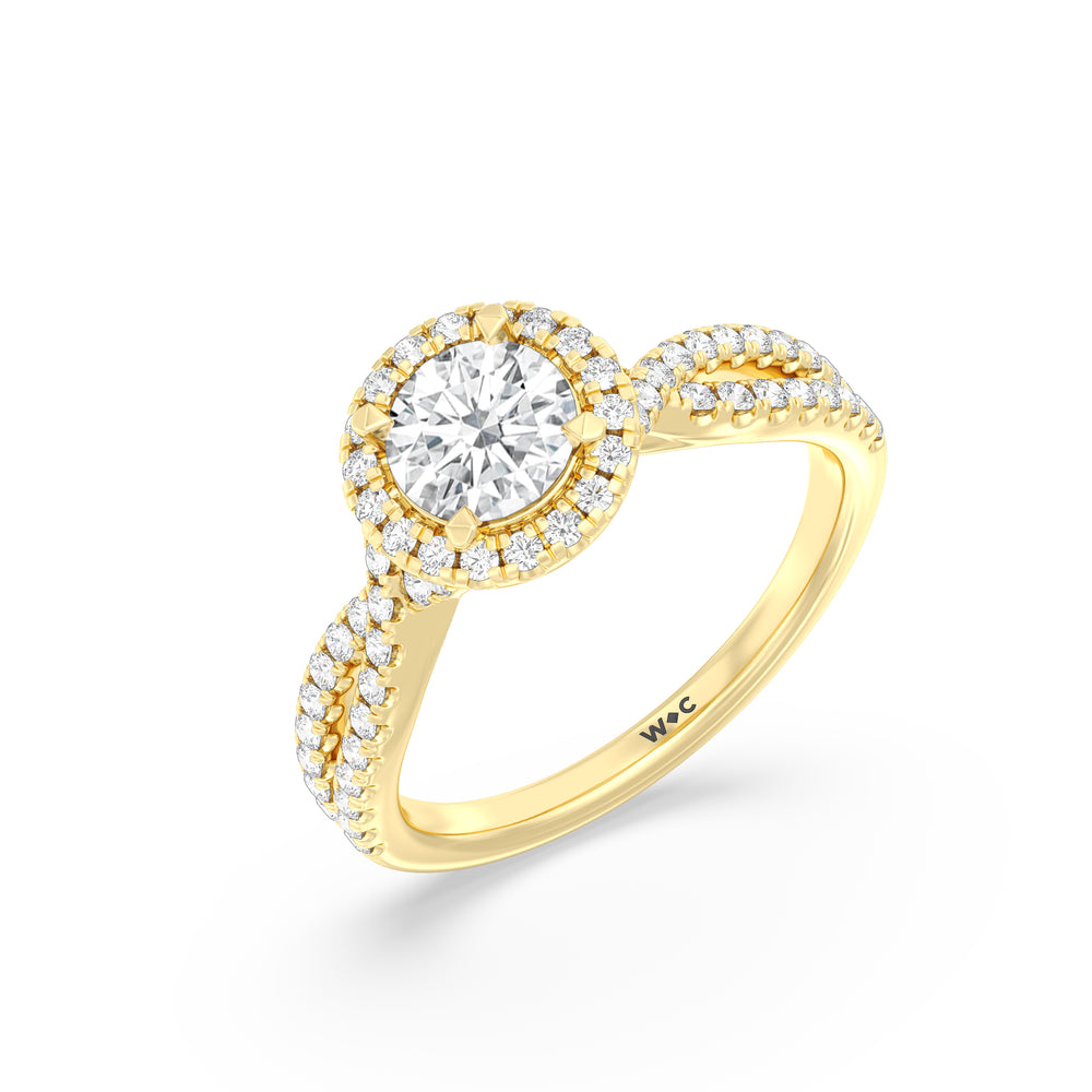 The Donna Engagement Ring with Round Cut Diamond in 14KT Yellow Gold view 3
