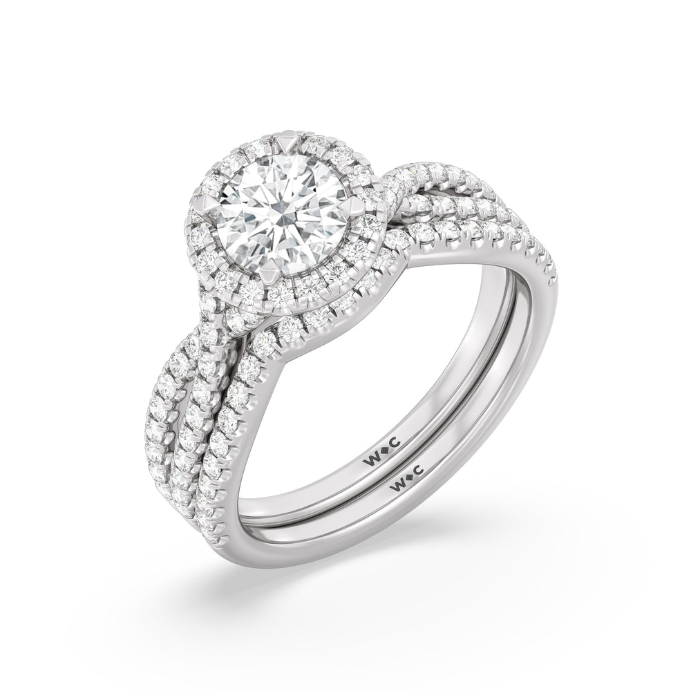 The Donna Diamond Wedding Band with Platinum Cut Diamond in 14KT Platinum view 4
