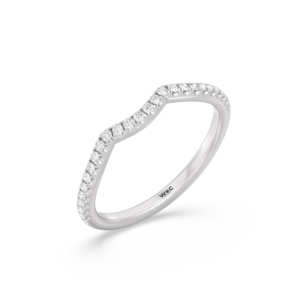 The Donna Diamond Wedding Band with Platinum Cut Diamond in 14KT Platinum view 3
