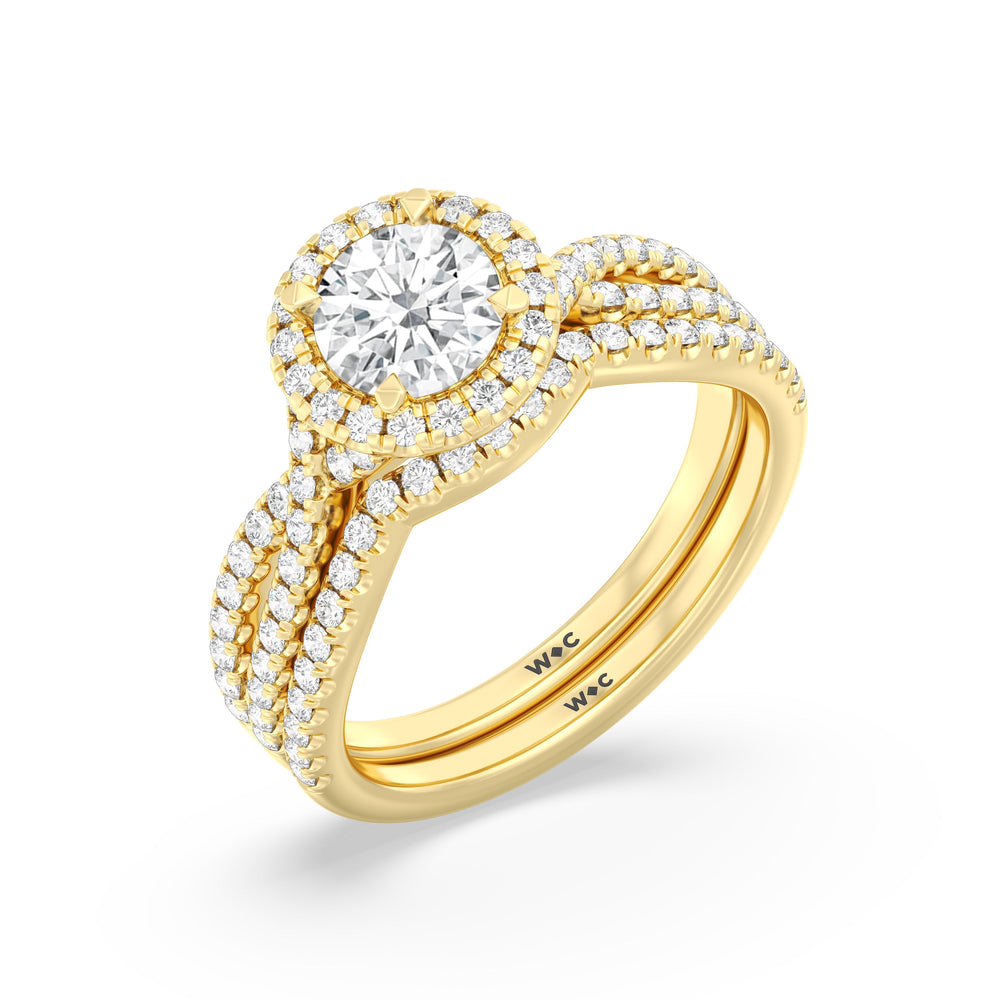 The Donna Diamond Wedding Band with 18KT Yellow Gold Cut Diamond in 14KT Yellow Gold view 4
