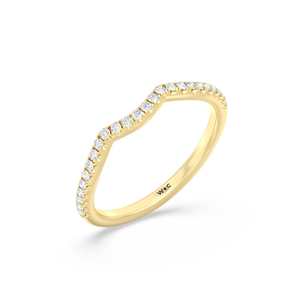 The Donna Diamond Wedding Band with 18KT Yellow Gold Cut Diamond in 14KT Yellow Gold view 3
