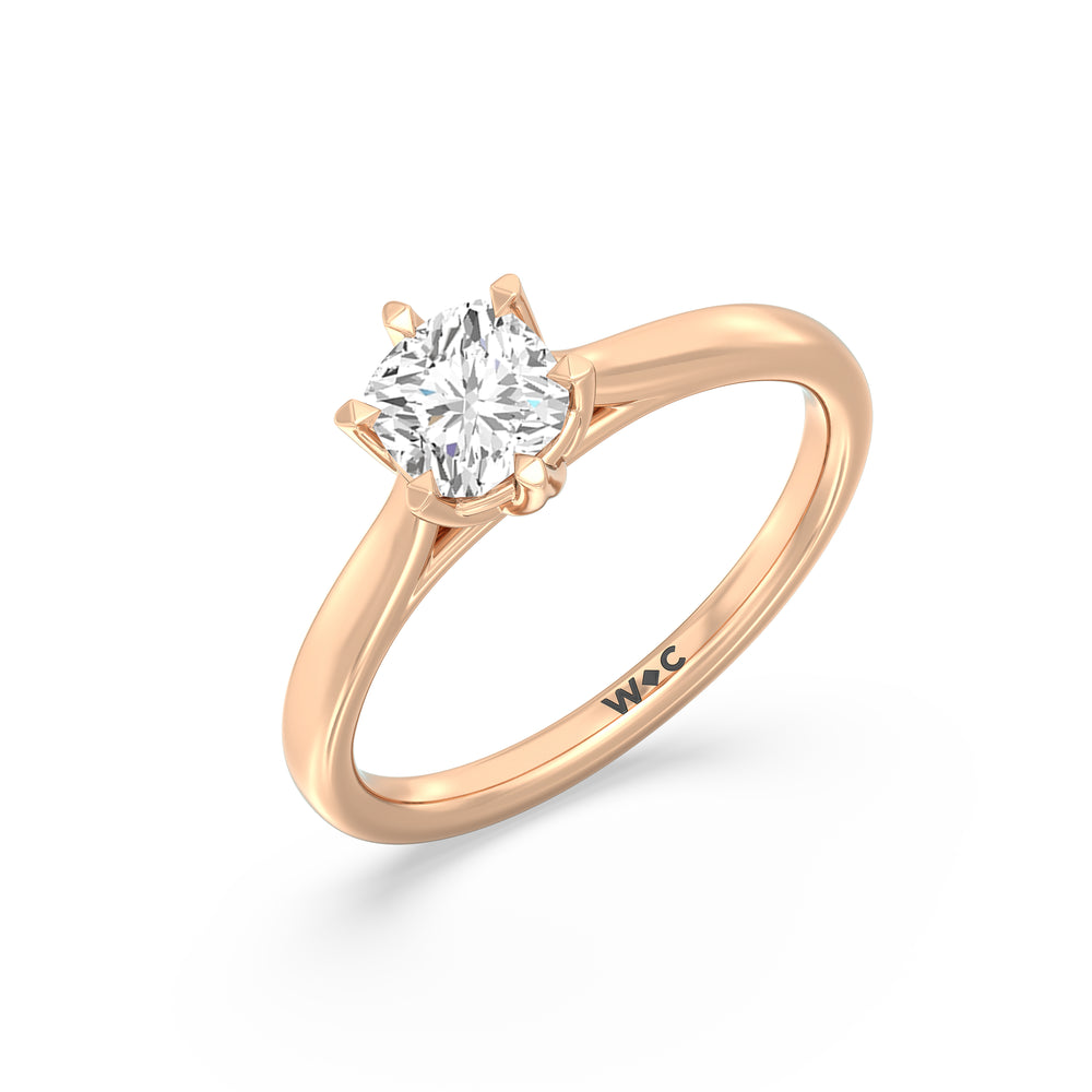 The Luna Engagement Ring with Cushion Cut Diamond in 14KT Rose Gold view 3
