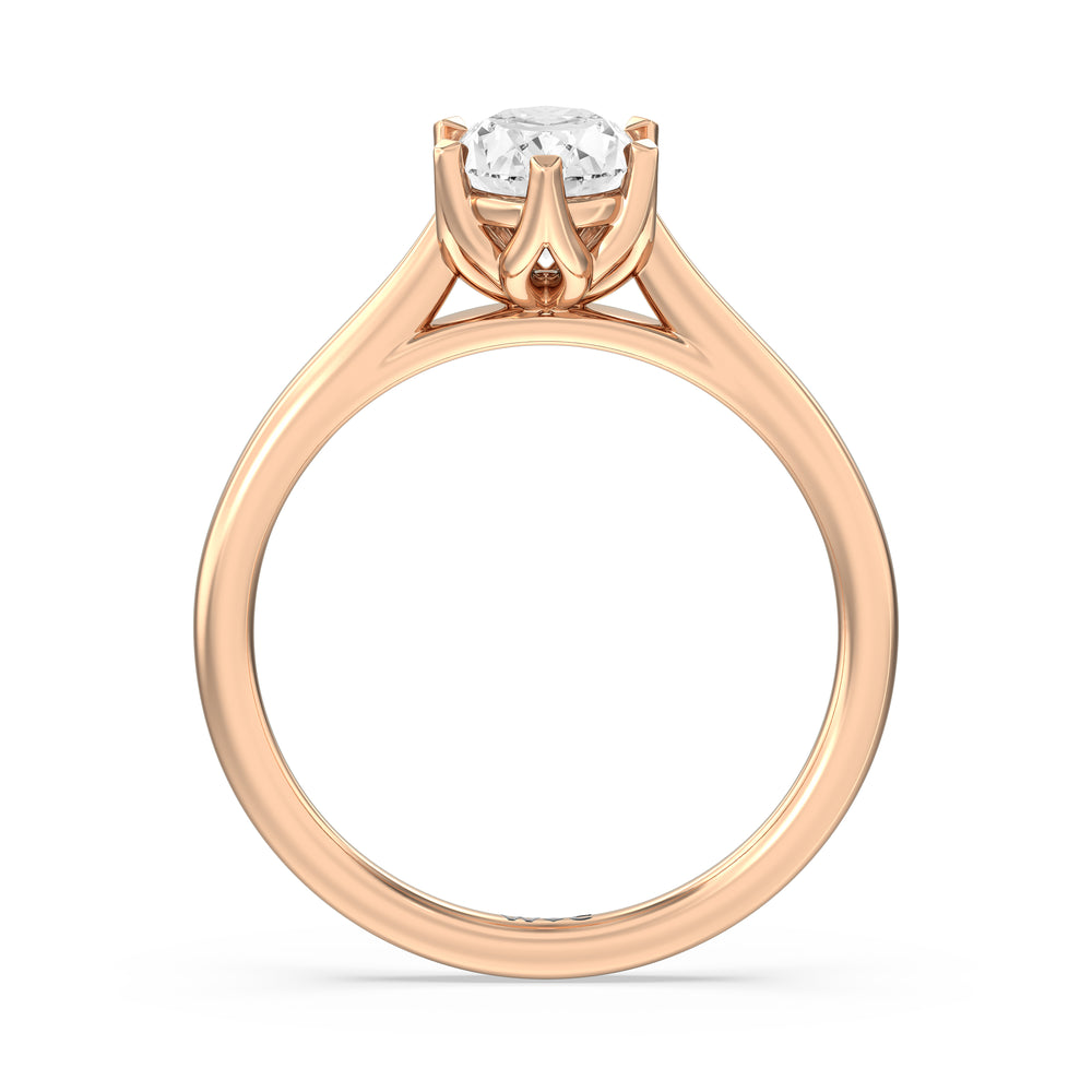 The Luna Engagement Ring with Oval Cut Diamond in 14KT Rose Gold view 2
