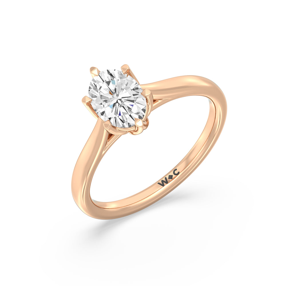 The Luna Engagement Ring with Oval Cut Diamond in 14KT Rose Gold view 3
