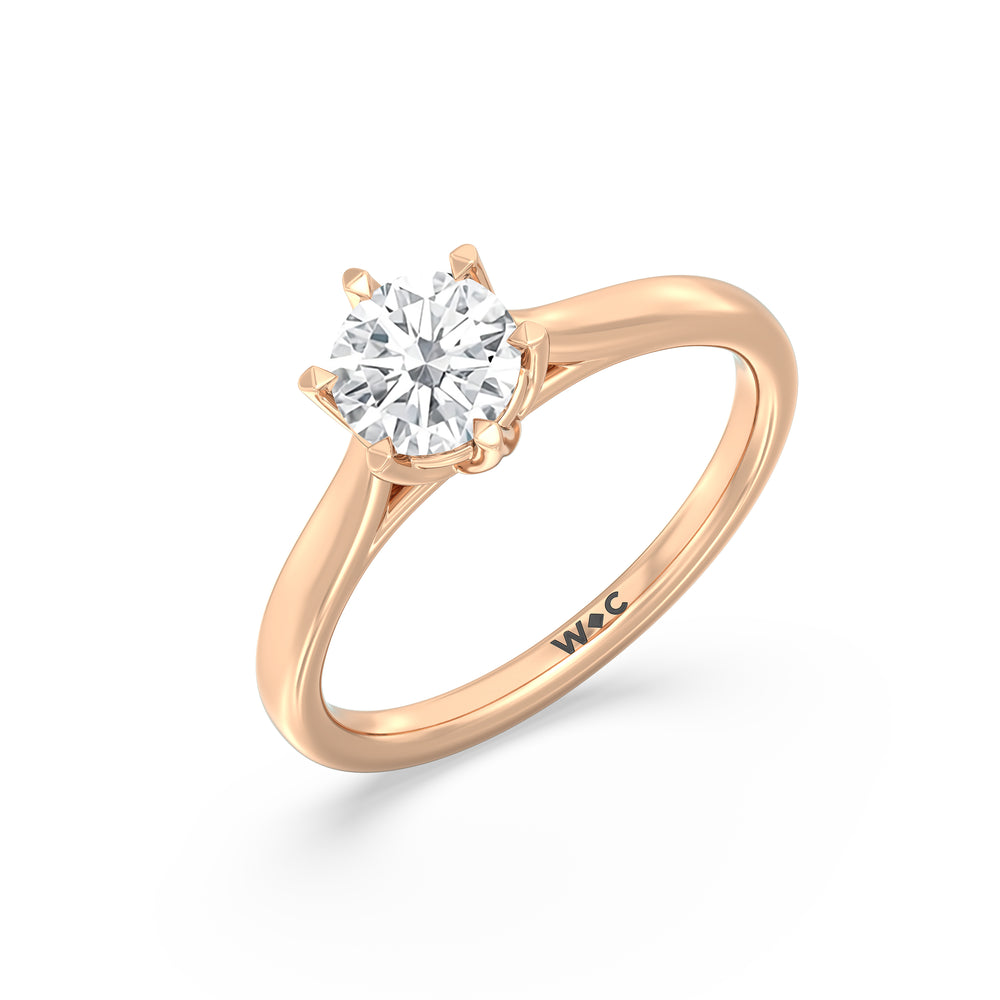 The Luna Engagement Ring with Round Cut Diamond in 14KT Rose Gold view 3
