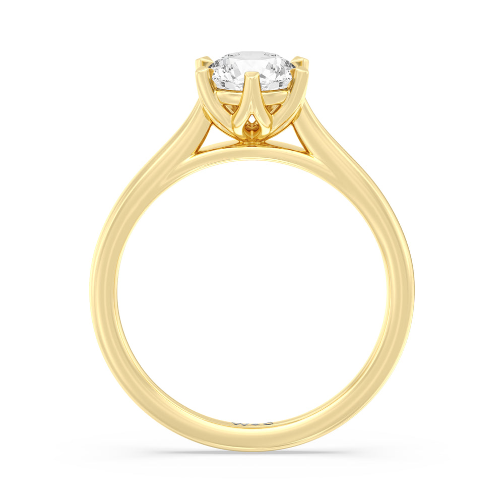The Luna Engagement Ring with Round Cut Diamond in 14KT Yellow Gold view 2
