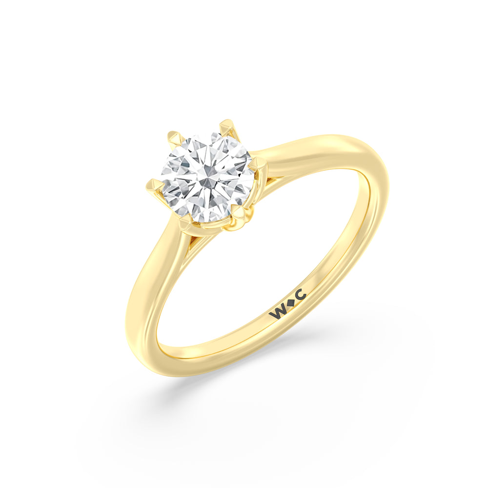 The Luna Engagement Ring with Round Cut Diamond in 14KT Yellow Gold view 3
