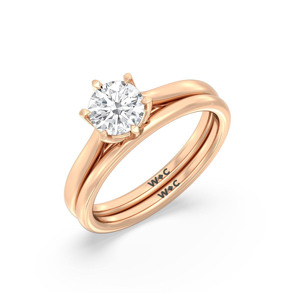 The Luna Wedding Band with 18KT Rose Gold Cut Diamond in 14KT Rose Gold view 4
