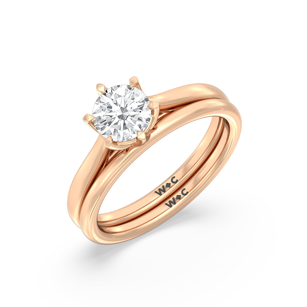 The Luna Wedding Band with 18KT Rose Gold Cut Diamond in 14KT Rose Gold view 4
