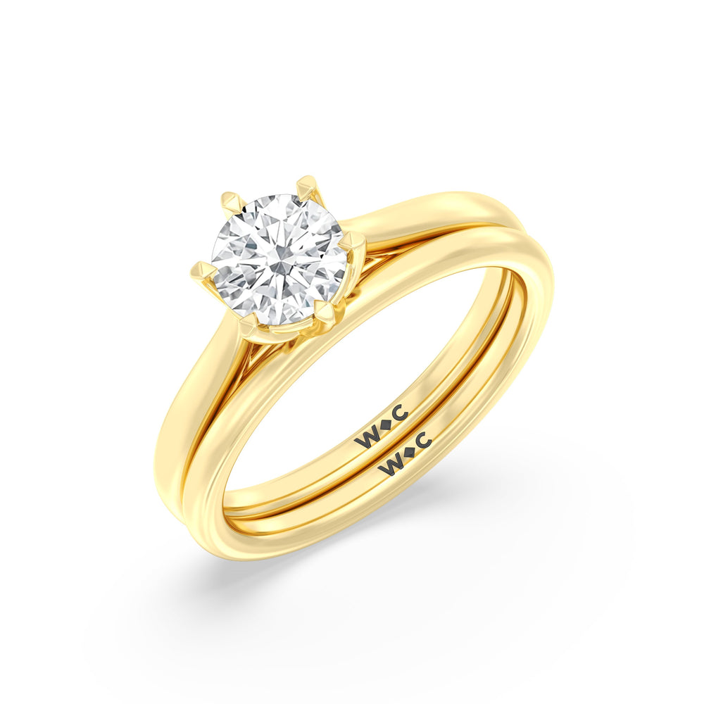 The Luna Wedding Band with 18KT Yellow Gold Cut Diamond in 14KT Yellow Gold view 4
