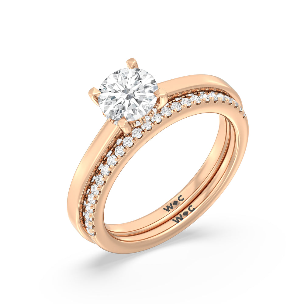 The Kelly Diamond Wedding Band with 18KT Rose Gold Cut Diamond in 14KT Rose Gold view 4
