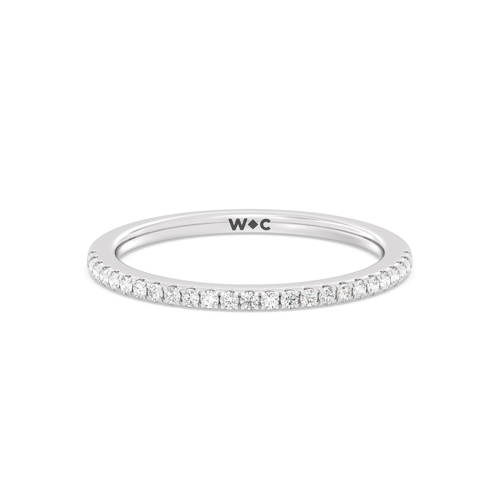 The Kelly Diamond Wedding Band with Platinum Cut Diamond in 14KT Platinum view 1
