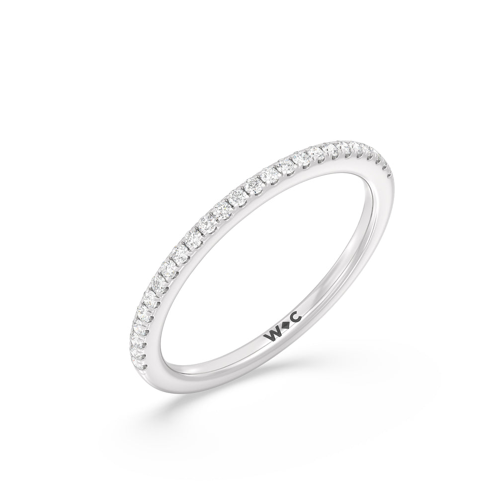 The Kelly Diamond Wedding Band with Platinum Cut Diamond in 14KT Platinum view 3
