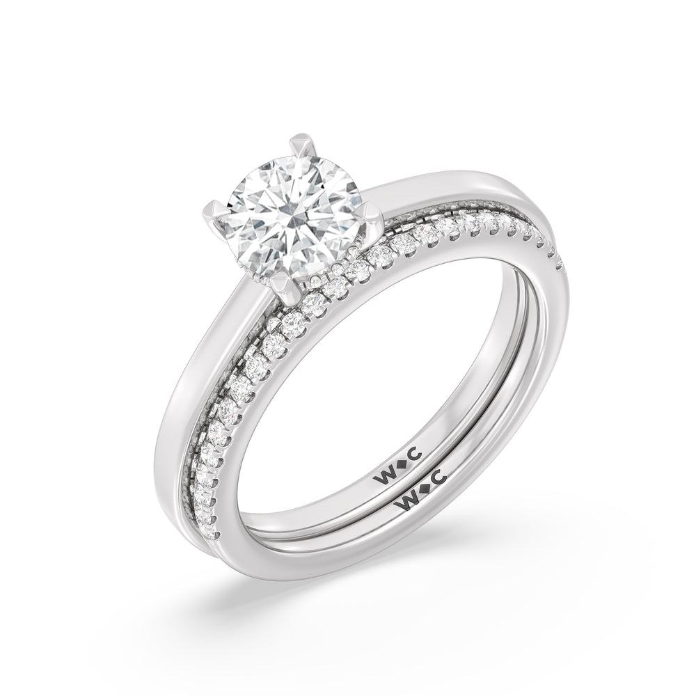 The Kelly Diamond Wedding Band with Platinum Cut Diamond in 14KT Platinum view 4
