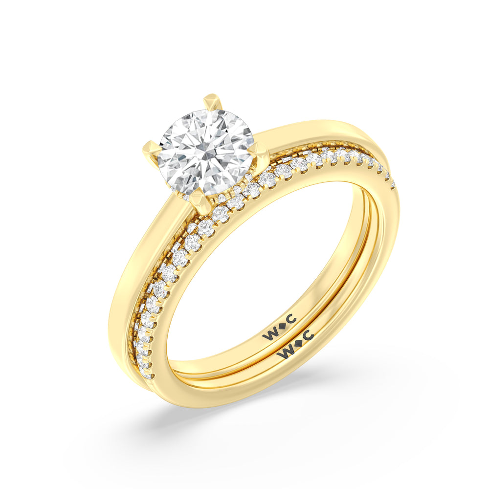 The Kelly Diamond Wedding Band with 18KT Yellow Gold Cut Diamond in 14KT Yellow Gold view 4
